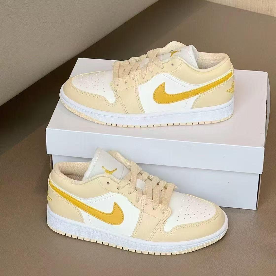 NiKE联名HNXC爆款aj1奶油黄百搭潮流板鞋情侣男女低帮休闲运动摩