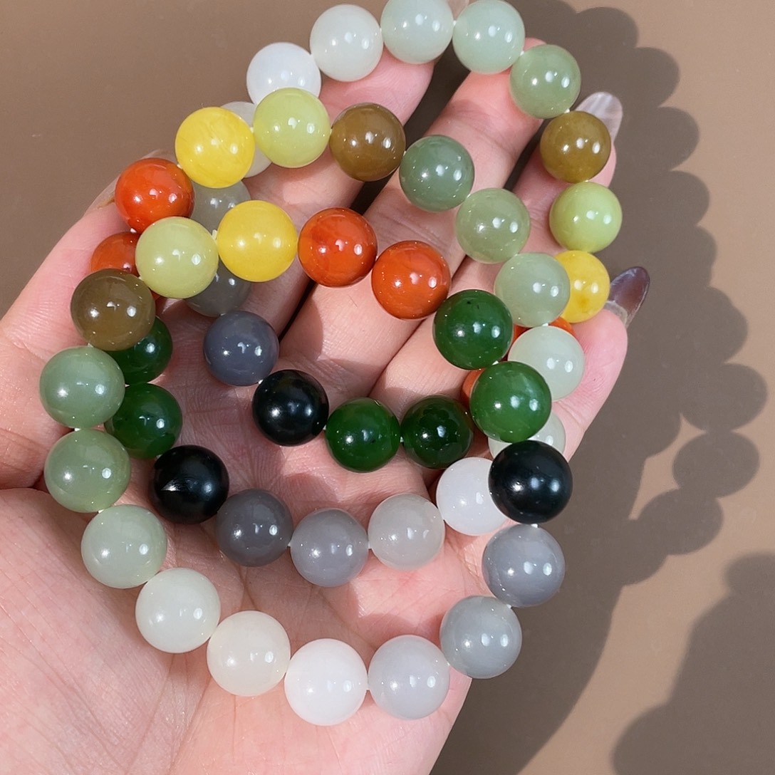 和田玉手链未镶嵌12 五福 多宝拍一发一 多样性 