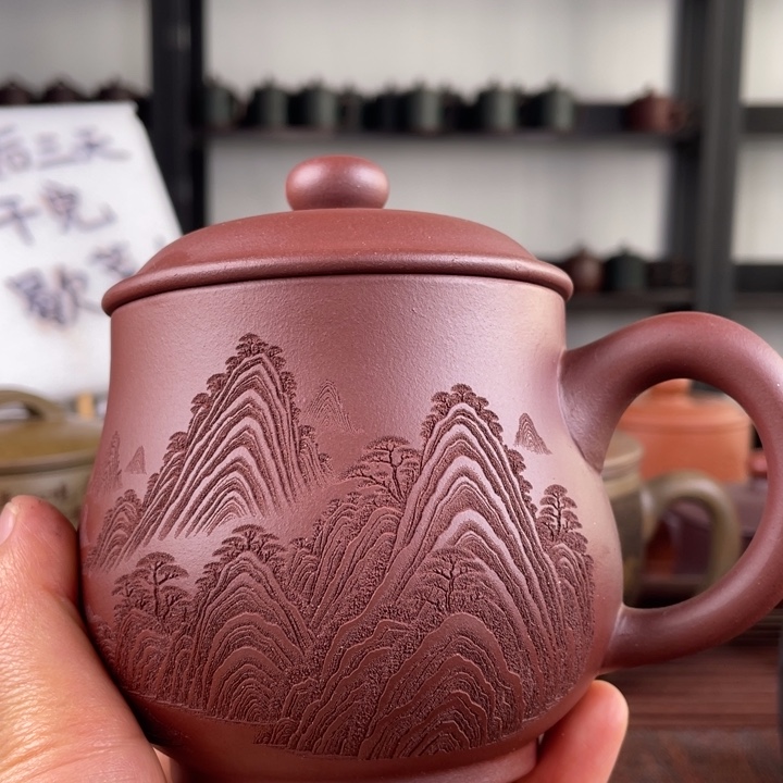 茶杯紫砂宜兴原矿紫砂盖杯微瑕