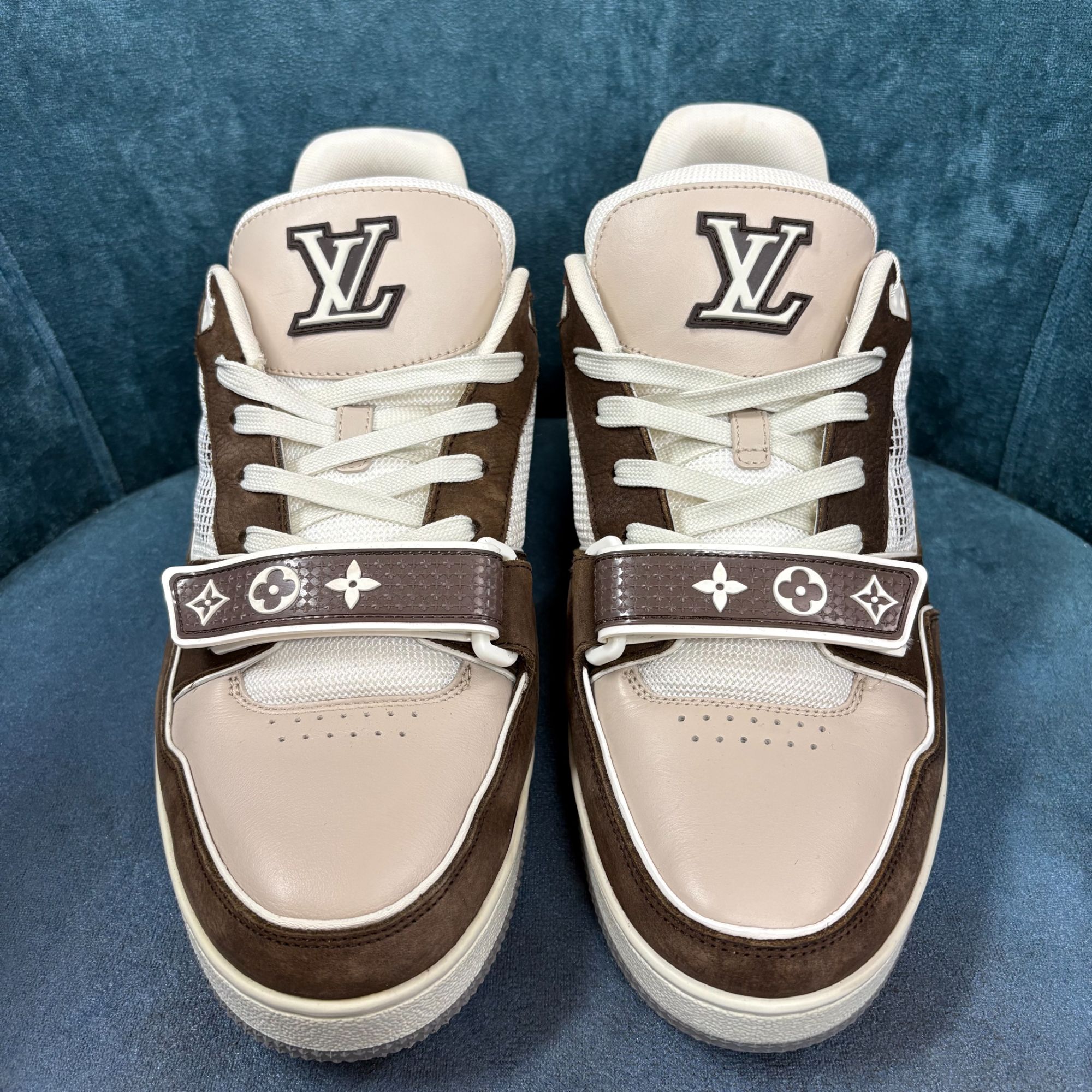 99新 LouisVuitton/路易威登 棕色印花枫叶魔术贴奢鞋
