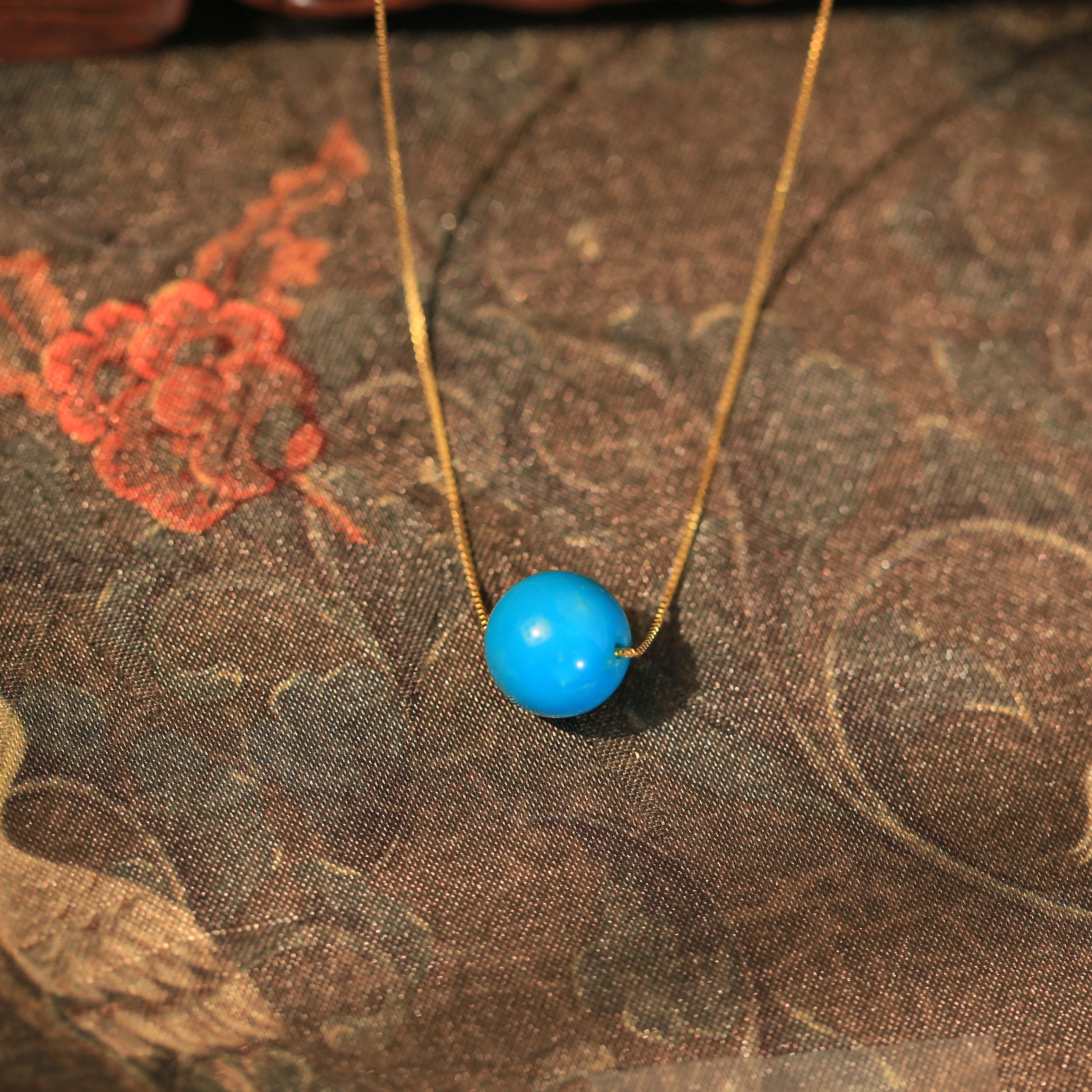 【曼丽专属】路路通绿松石美松圆珠吊坠XZ0031BZ