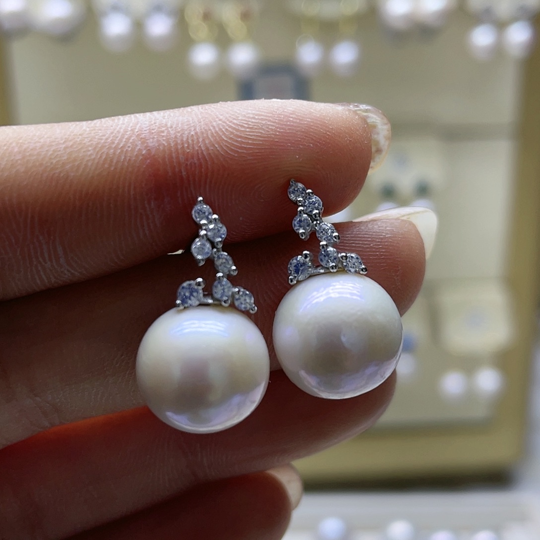淡水珍珠耳饰银S925镶嵌