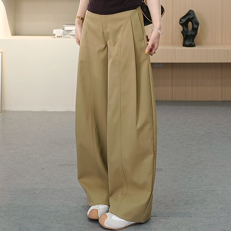 美式复古设计感西装阔腿裤女春秋薄款2025美式复古女士西装阔腿裤