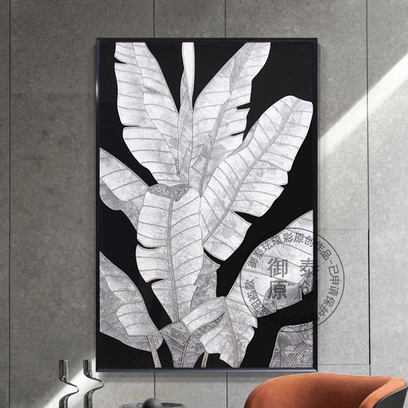 现代轻奢手绘珐琅彩家大业大玄关装饰画高级镶钻走廊挂画客厅画