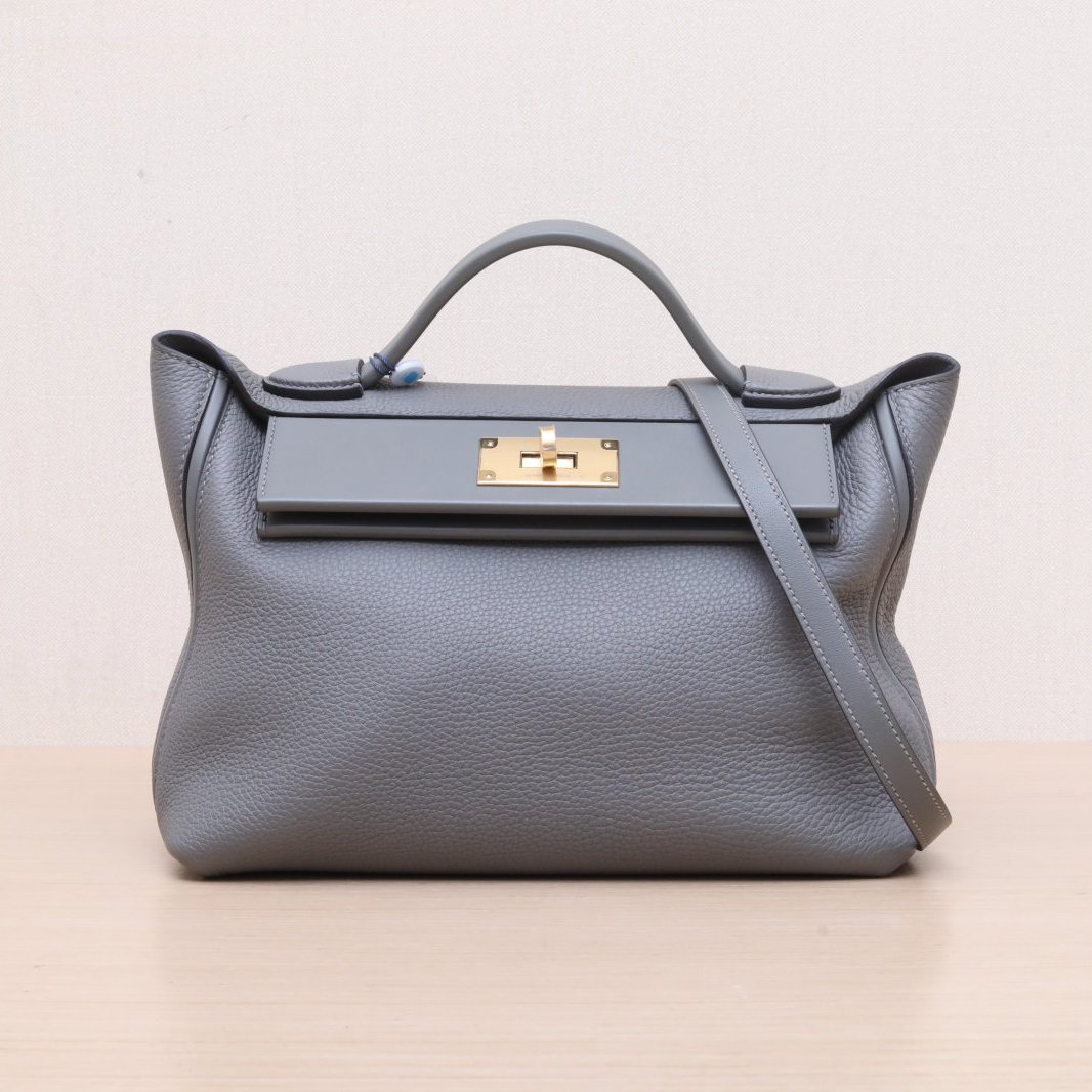 95新 Hermes/爱马仕 小花Jerry 5742389 2424 29 锡器灰 U刻 包