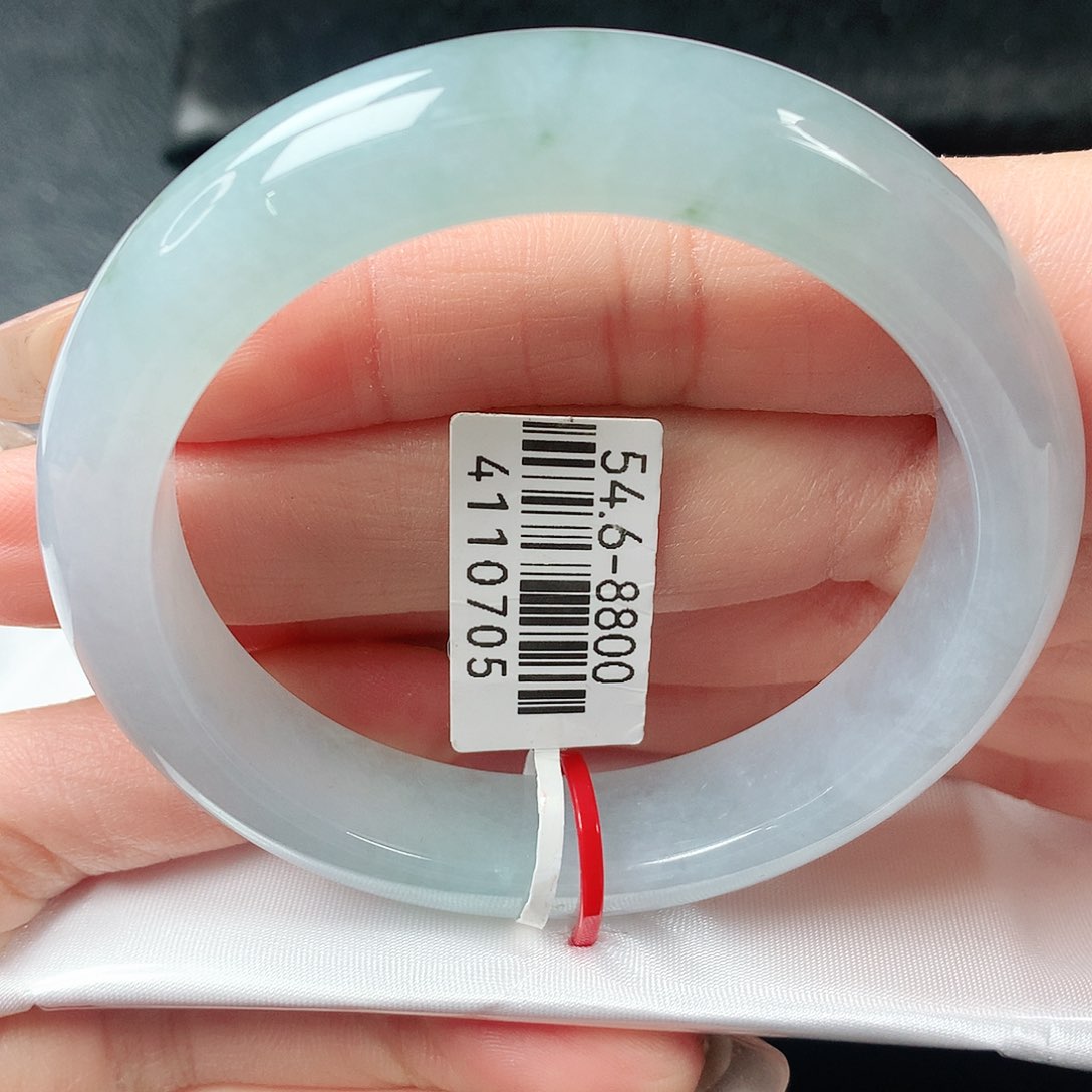 翡翠手镯未镶嵌冰飘绿正圈54圈口 71号