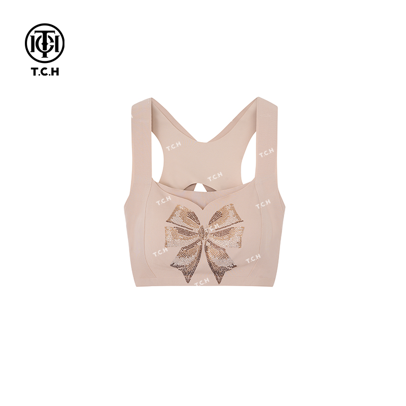 TCH HOME大蝴蝶结烫钻交叉胸垫弹力瑜伽内衣休闲美背T72C69E5009