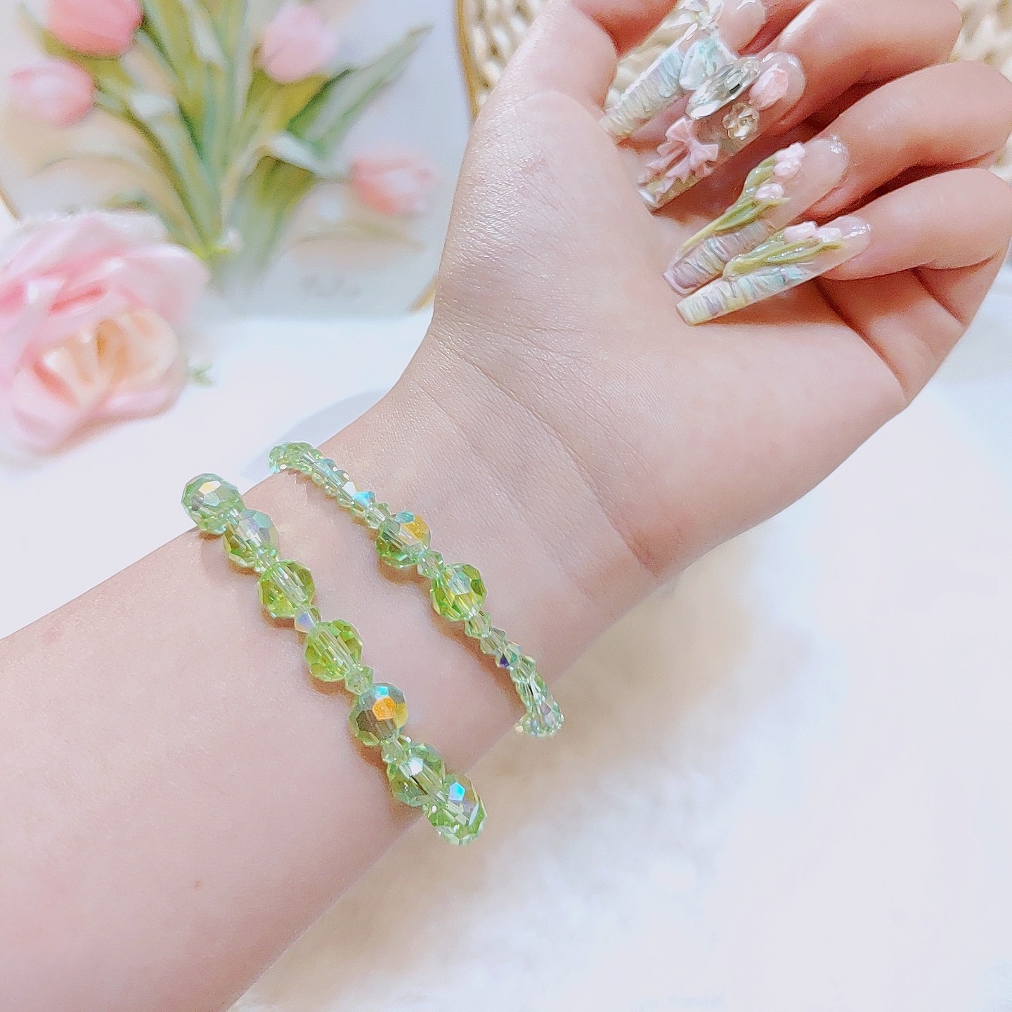 非金属仿水晶手链百搭叠戴单层双层水晶手串手链女款小众首饰礼物