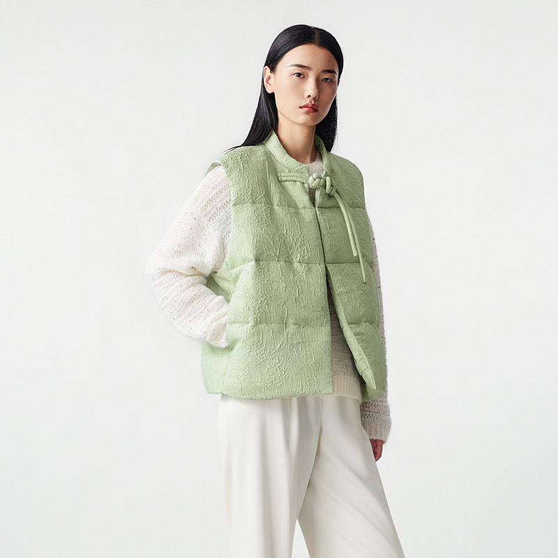 【匈牙利白鹅绒】LANCY/朗姿2025冬新款高级感立领短款羽绒马甲女LC