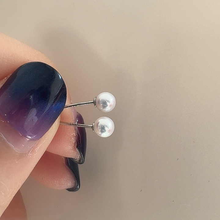 耳饰银S925镶嵌淡水珍珠3-4mm