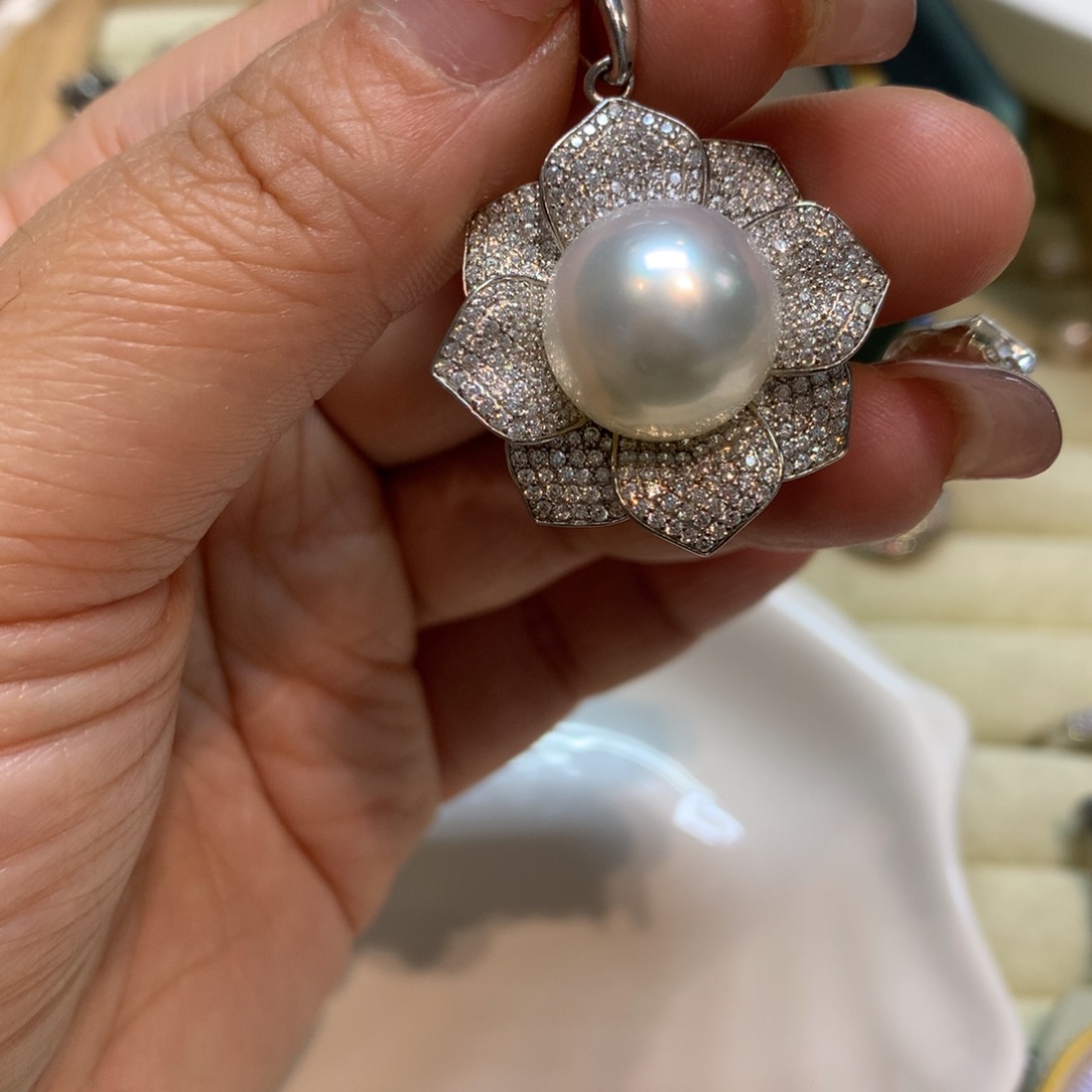 海水珍珠颈饰银S925镶嵌