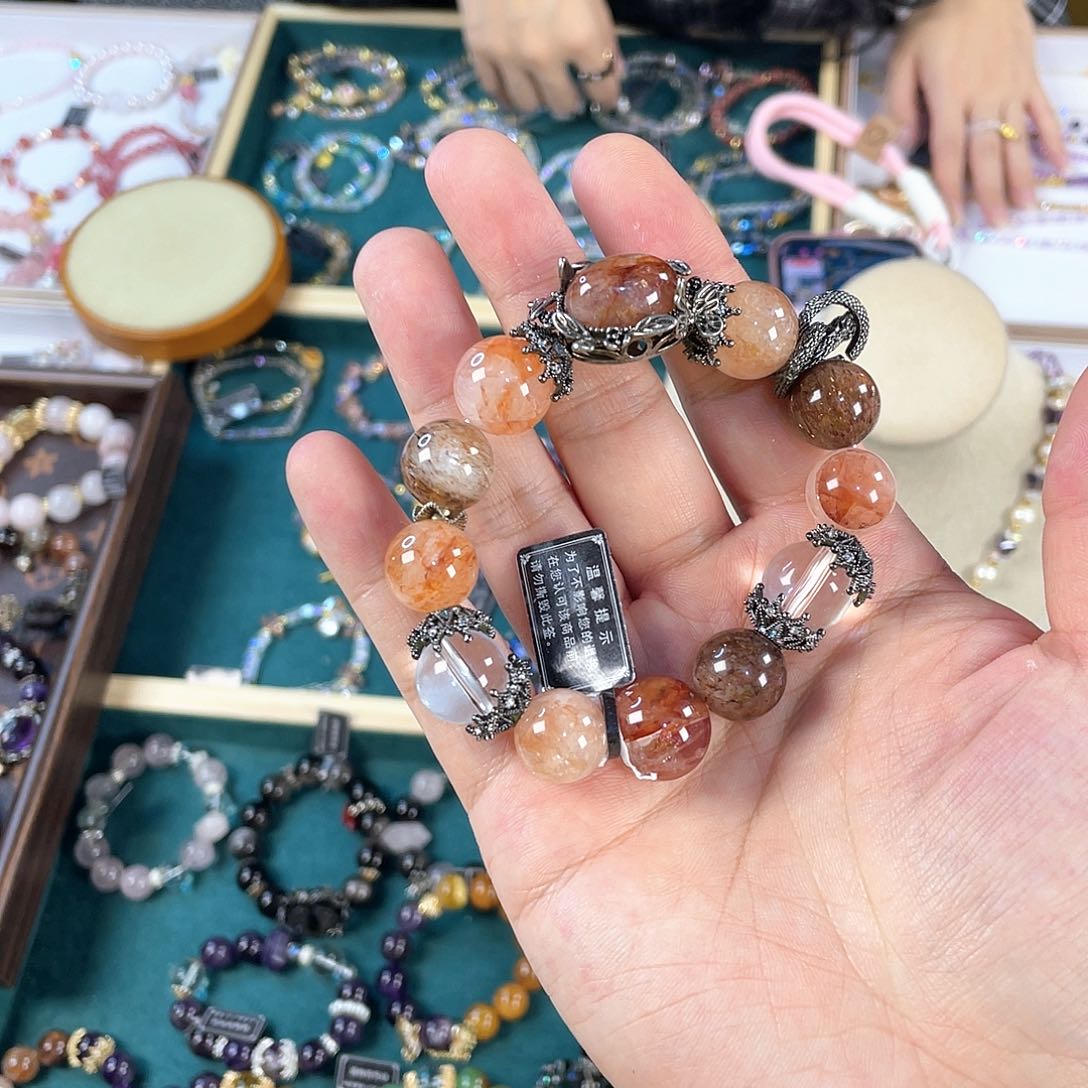 水晶手链银S925镀金镶嵌