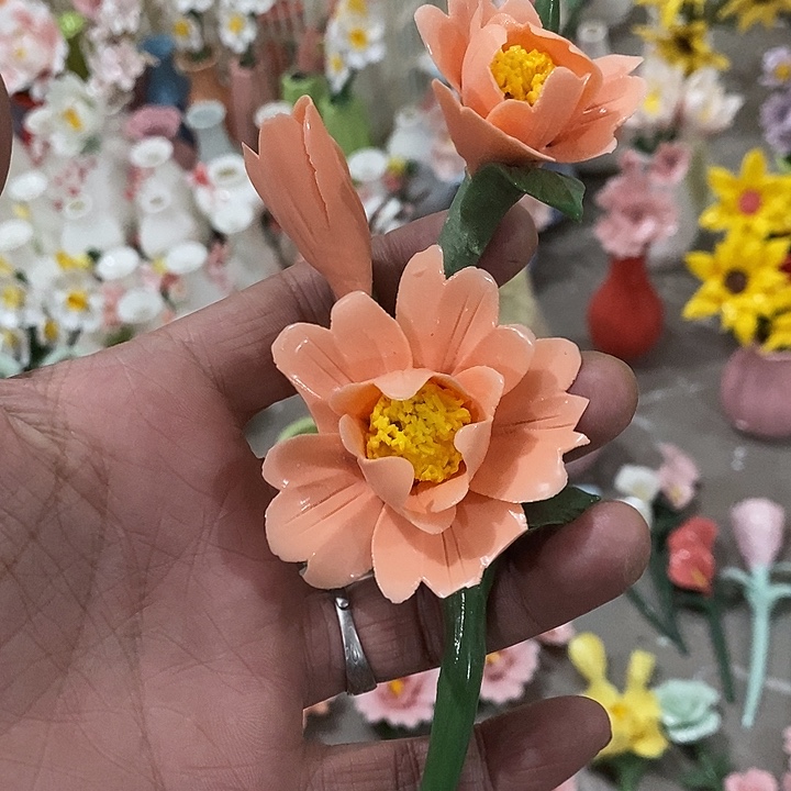 瓷片纯手工陶瓷花摆件瑕