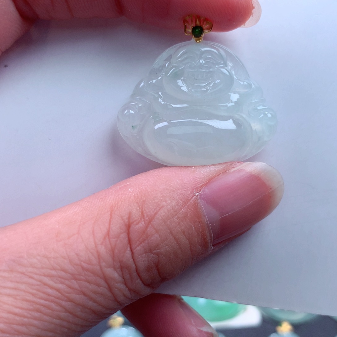 翡翠吊坠(不含链)18K金镶嵌