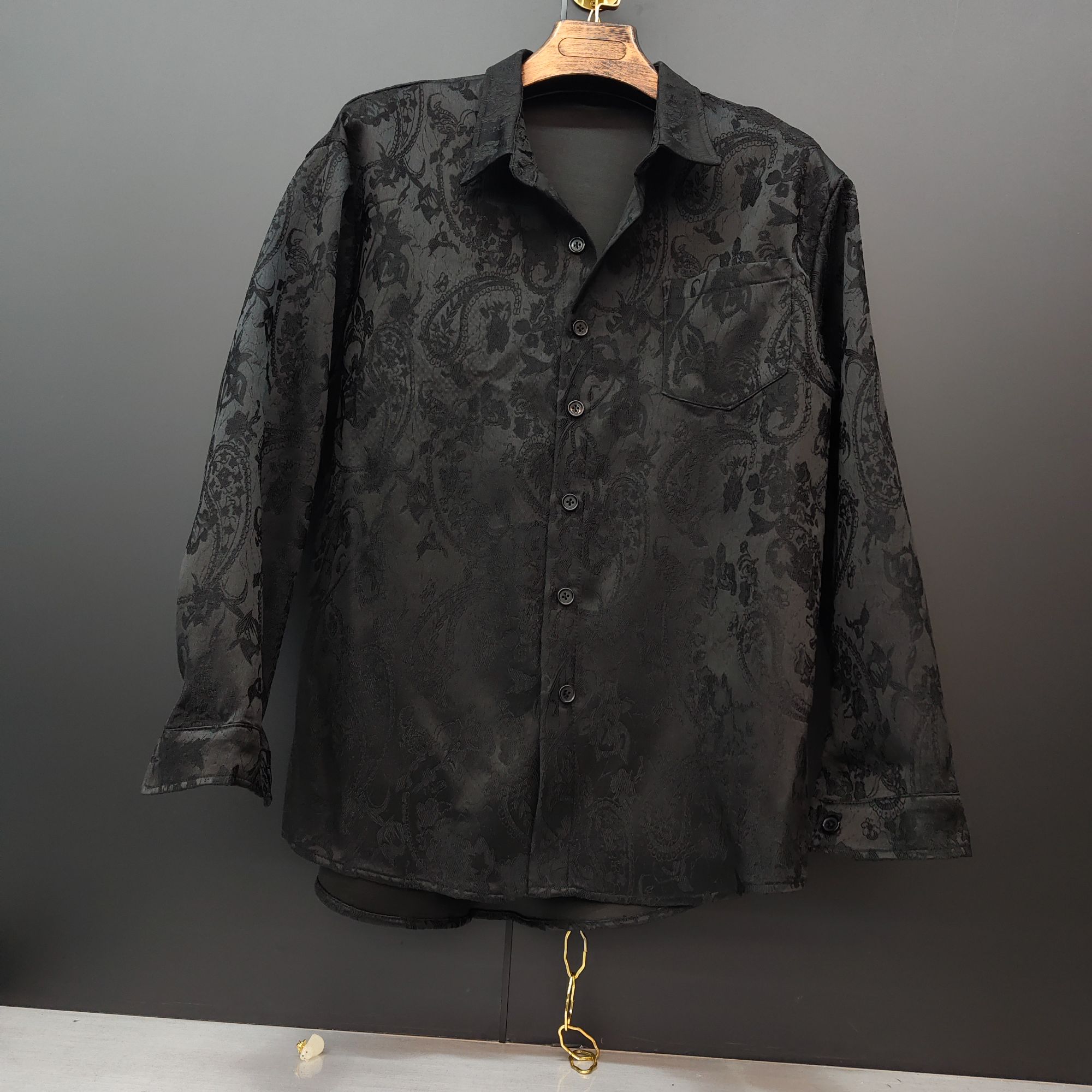 2025秋冬新品 男士时尚潮牌宽松款翻领提花小香风衬衫外套 休闲