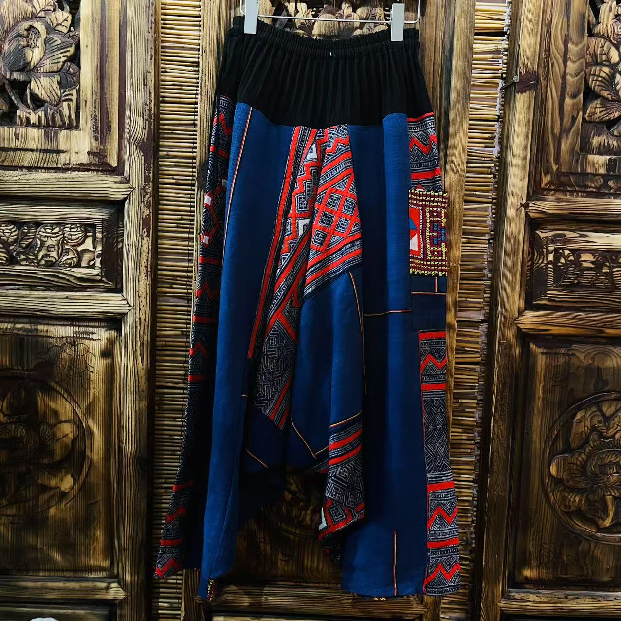 四两泰国老布设计款刺绣吊裆裤