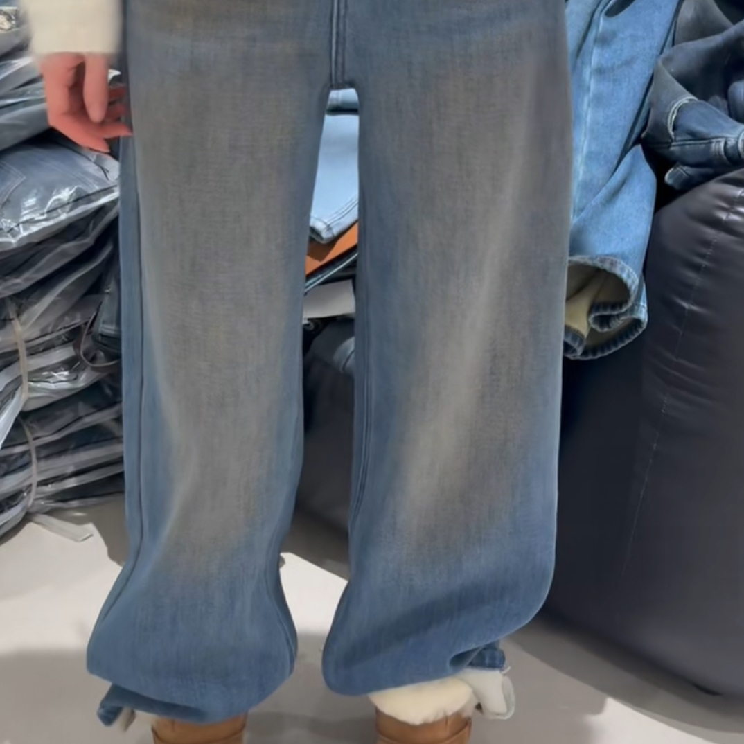 Ag11137加绒高腰直筒拖地裤显瘦复古百搭