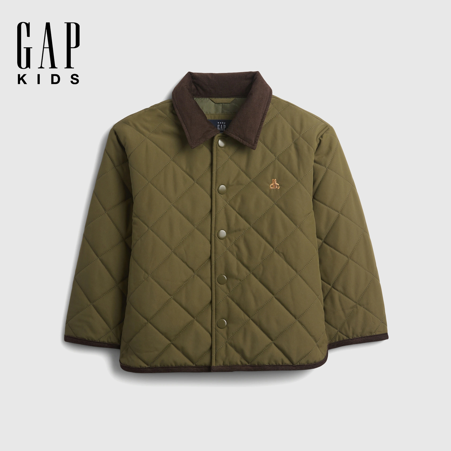 Gap男幼童2026冬季新款小熊刺绣巴恩风棉服儿童装外套美版789826