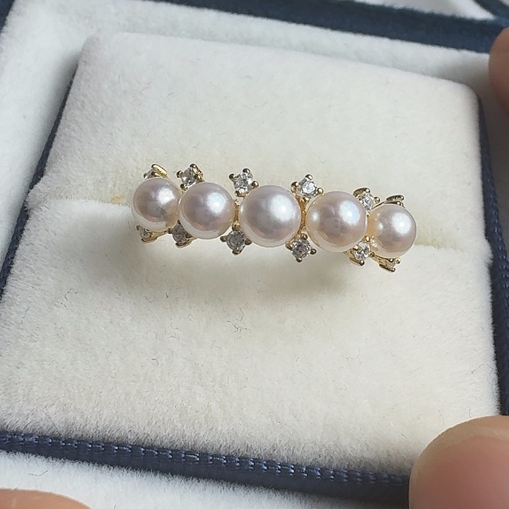 淡水珍珠戒指银S925镶嵌4-5mm