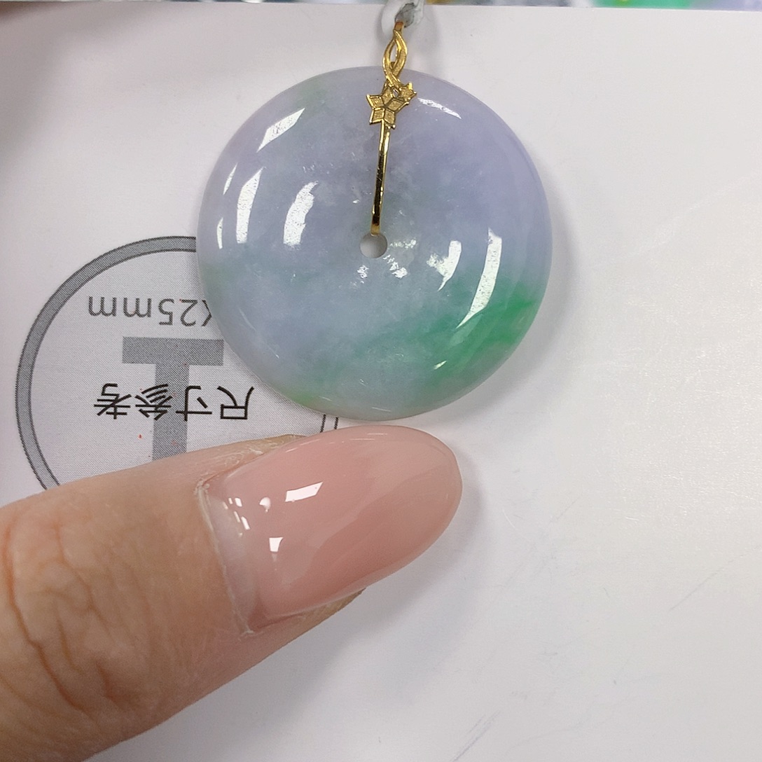 翡翠18K金镶嵌颈饰天然翡翠a货 百元以上9米证书费自理