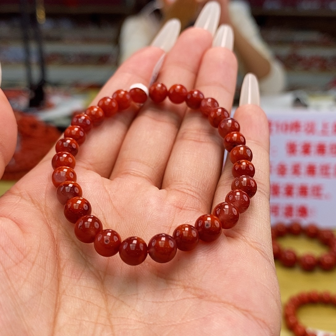 南红玛瑙未镶嵌6mm+单圈手串多样性发一