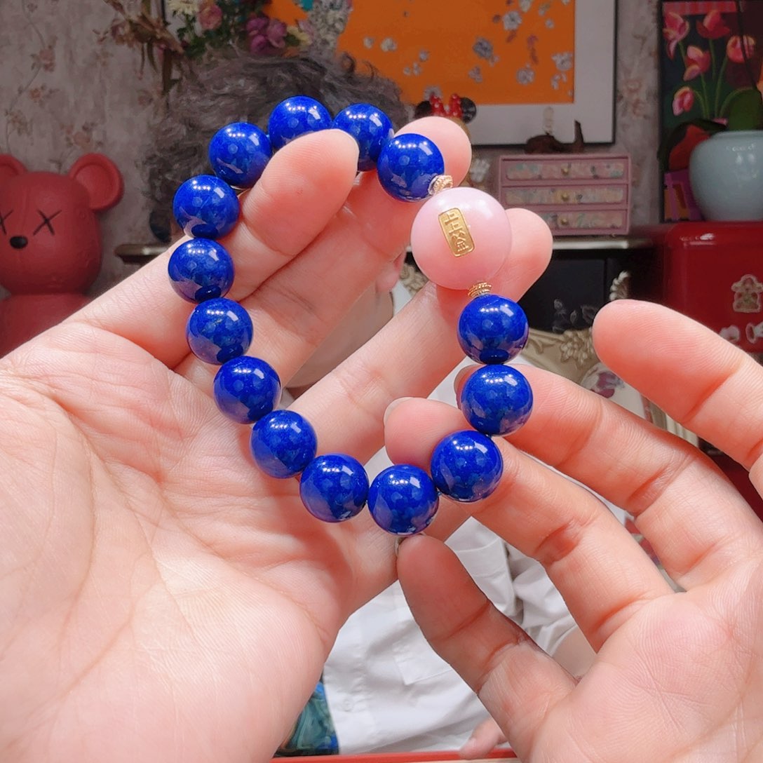 青金石手链18K金镶嵌手串