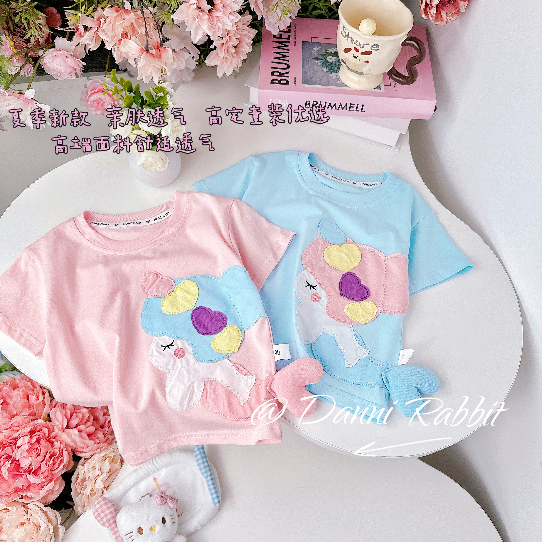 【Dannirabbit】 卡通美人鱼+显白时尚夏季女童T恤 *X-8114