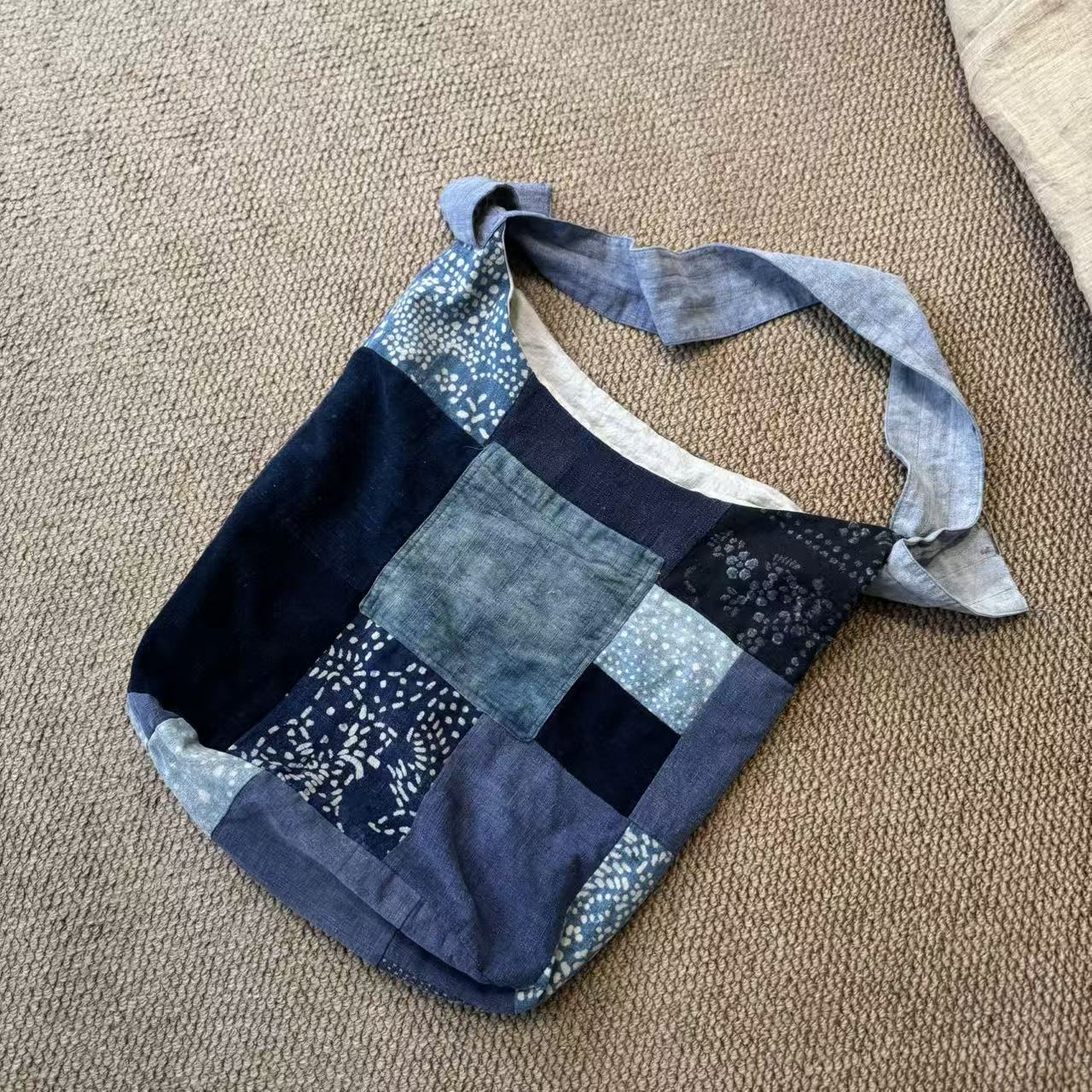 【二囍古朴】25091801百家布纯色土布垮包