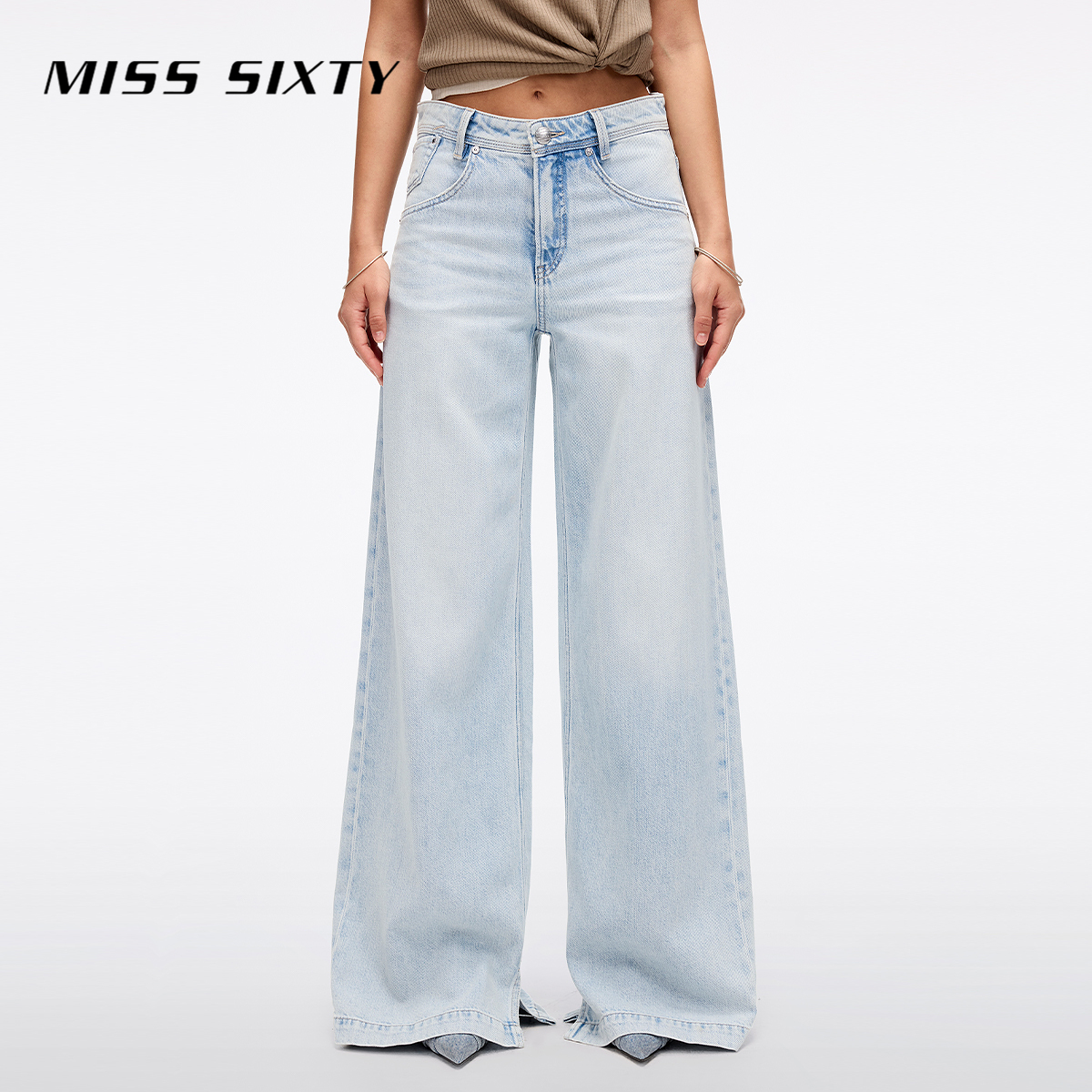 Miss Sixty2025夏季新款牛仔裤女复古宽松阔腿裤拖地裤休闲