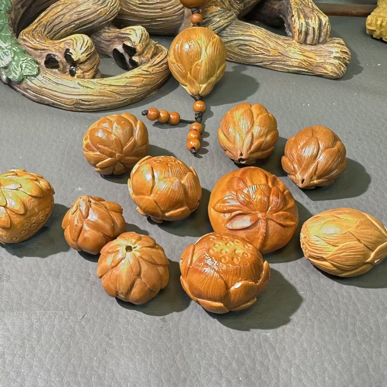 纯手工雕刻各种单颗莲花配饰