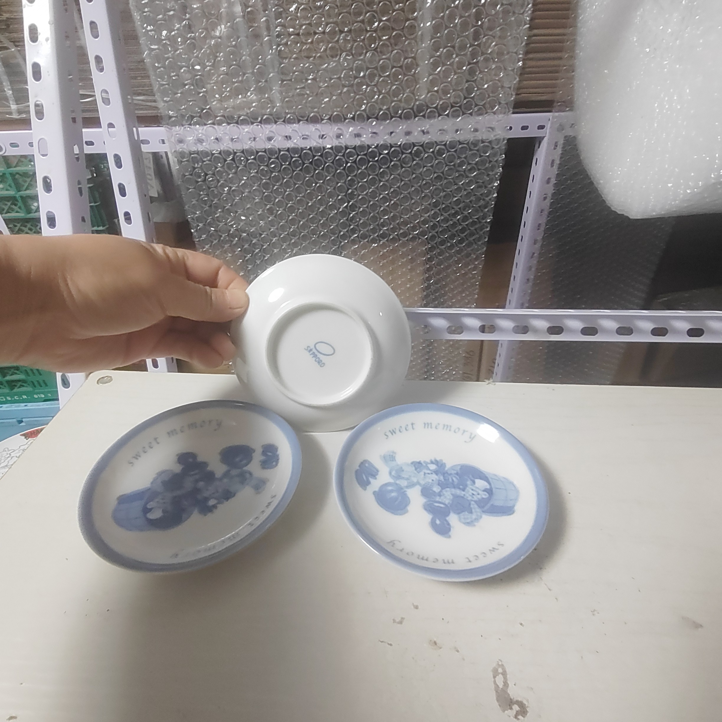 日本回流，圣诞节青花小赏盘，蘸料碟，底部带，全品无磕碰默认微瑕