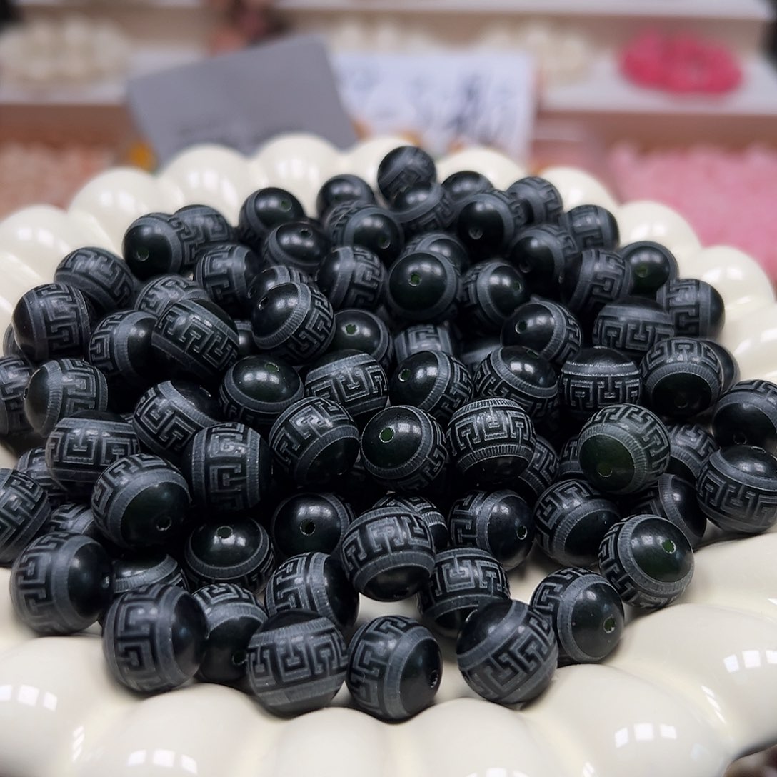 手串菩提根/象牙果卡12祖母绿回纹110颗