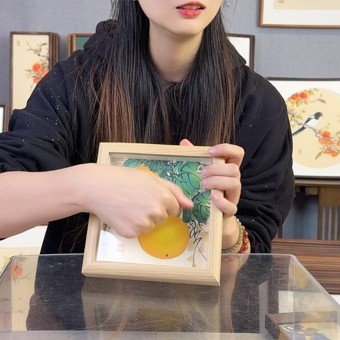 书法纯手绘，纯手写带框尺寸：15×15厘米