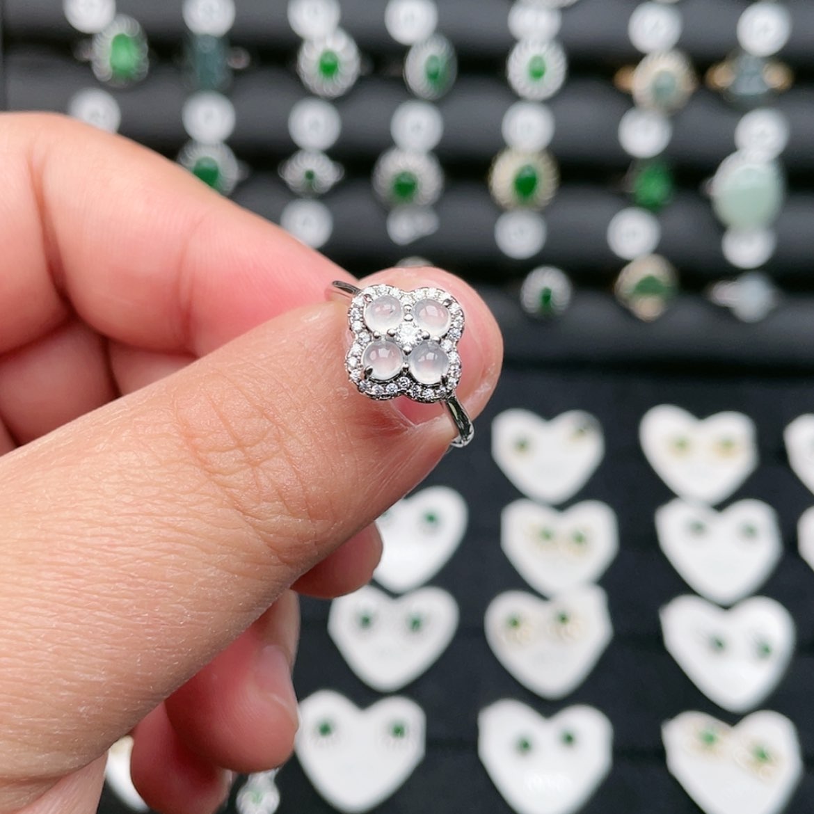 【闪购商品】翡翠银S925镶嵌戒指Ooooooo 
