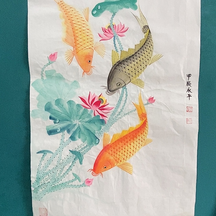 国画四尺三开花鸟作品