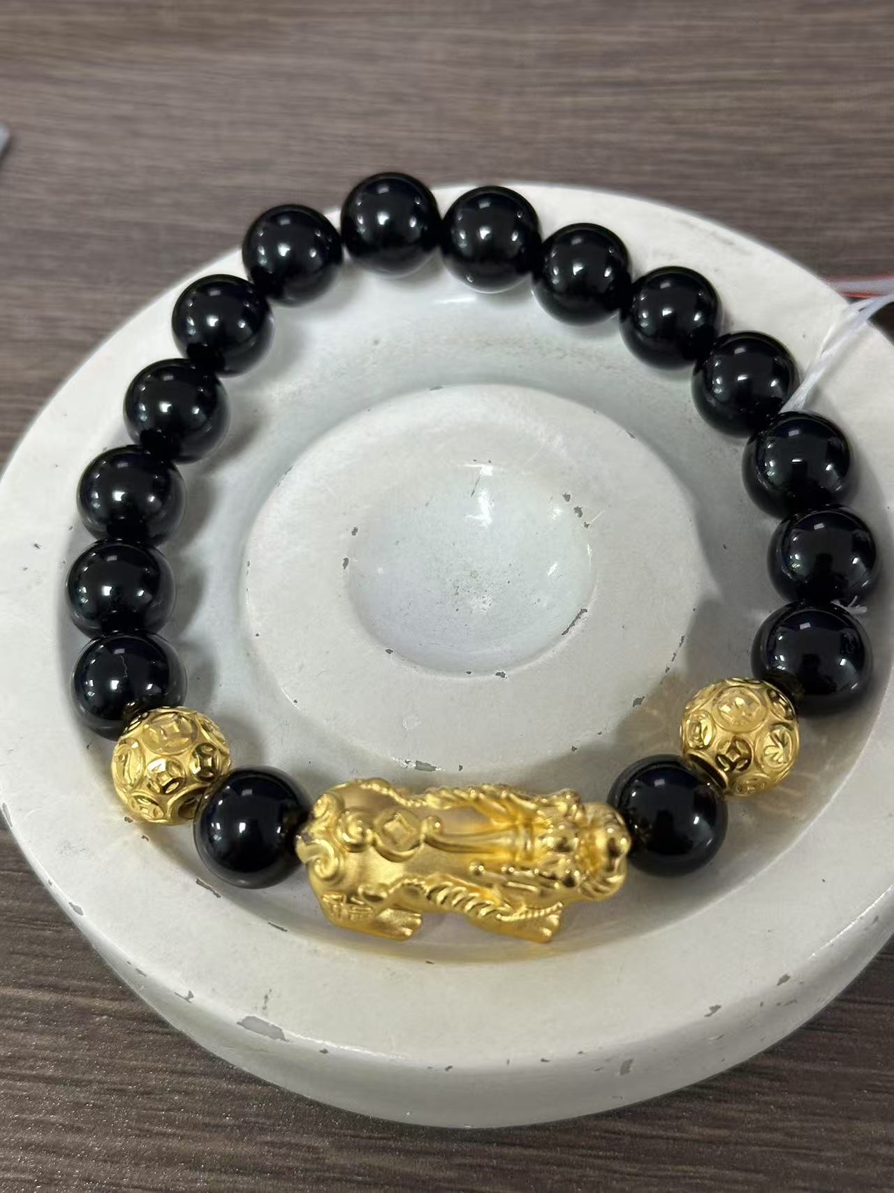 【足金999】卡10钱币貔貅+2颗八方来财转运珠