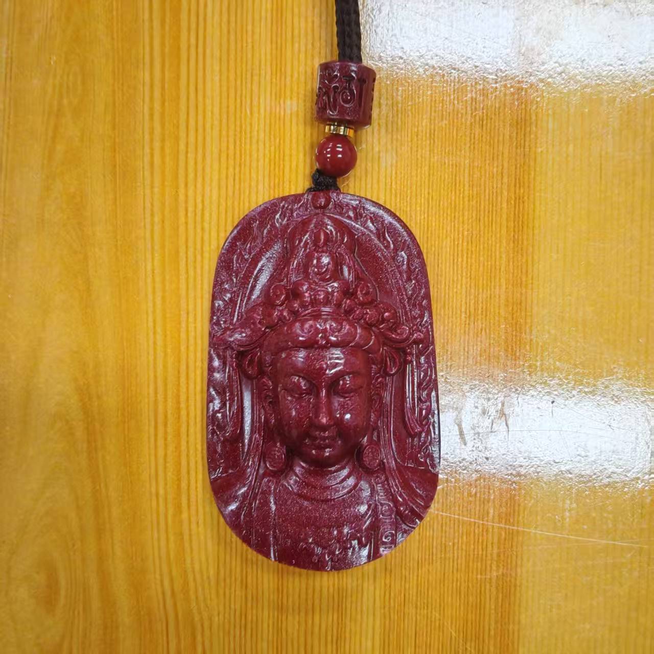 含辰砂工艺品NX148-经典紫金大观音吊坠