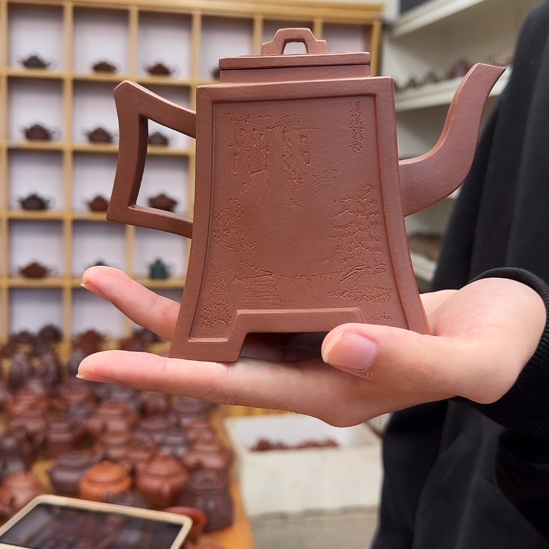 紫砂茶壶四方金钟450cc