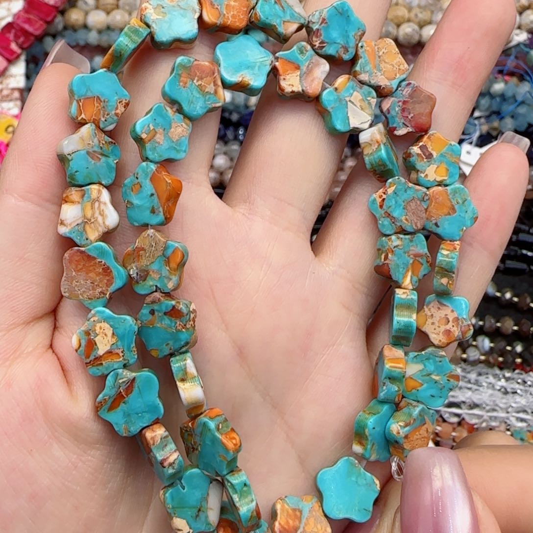 玛瑙/玉髓未镶嵌珠宝半成品帝皇石五角星一条