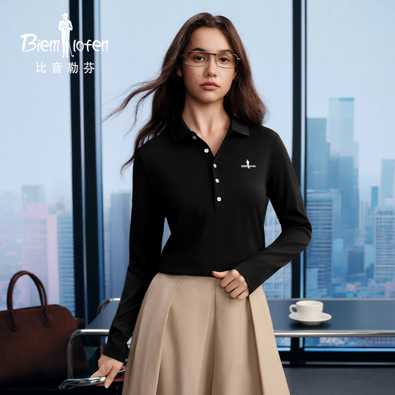 【抗UV防晒】比音勒芬25秋新款休闲通勤风多色长袖POLO衫女士1427X