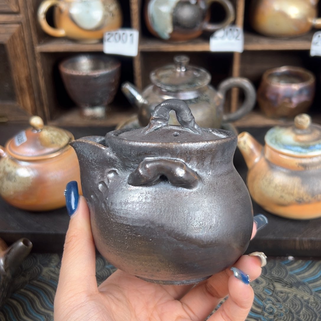 杯柴烧茶器铁胎宝瓶 