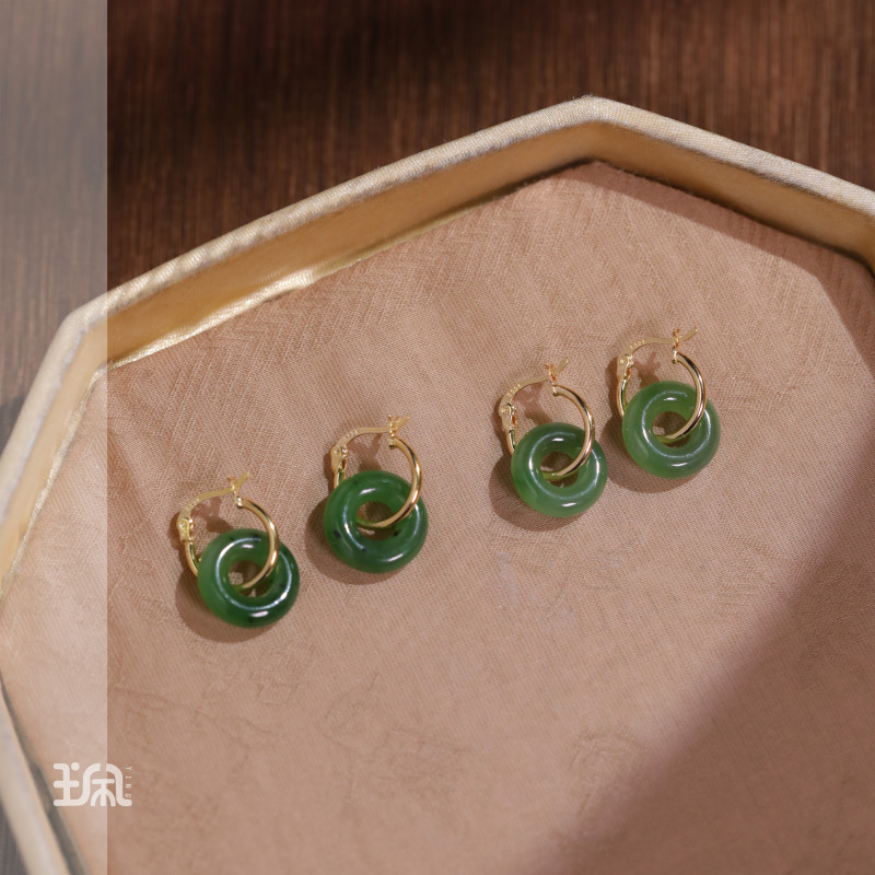 春不渡|和田玉*耳环*S925银镀金镶嵌CYA24122710多样性发其一（P）