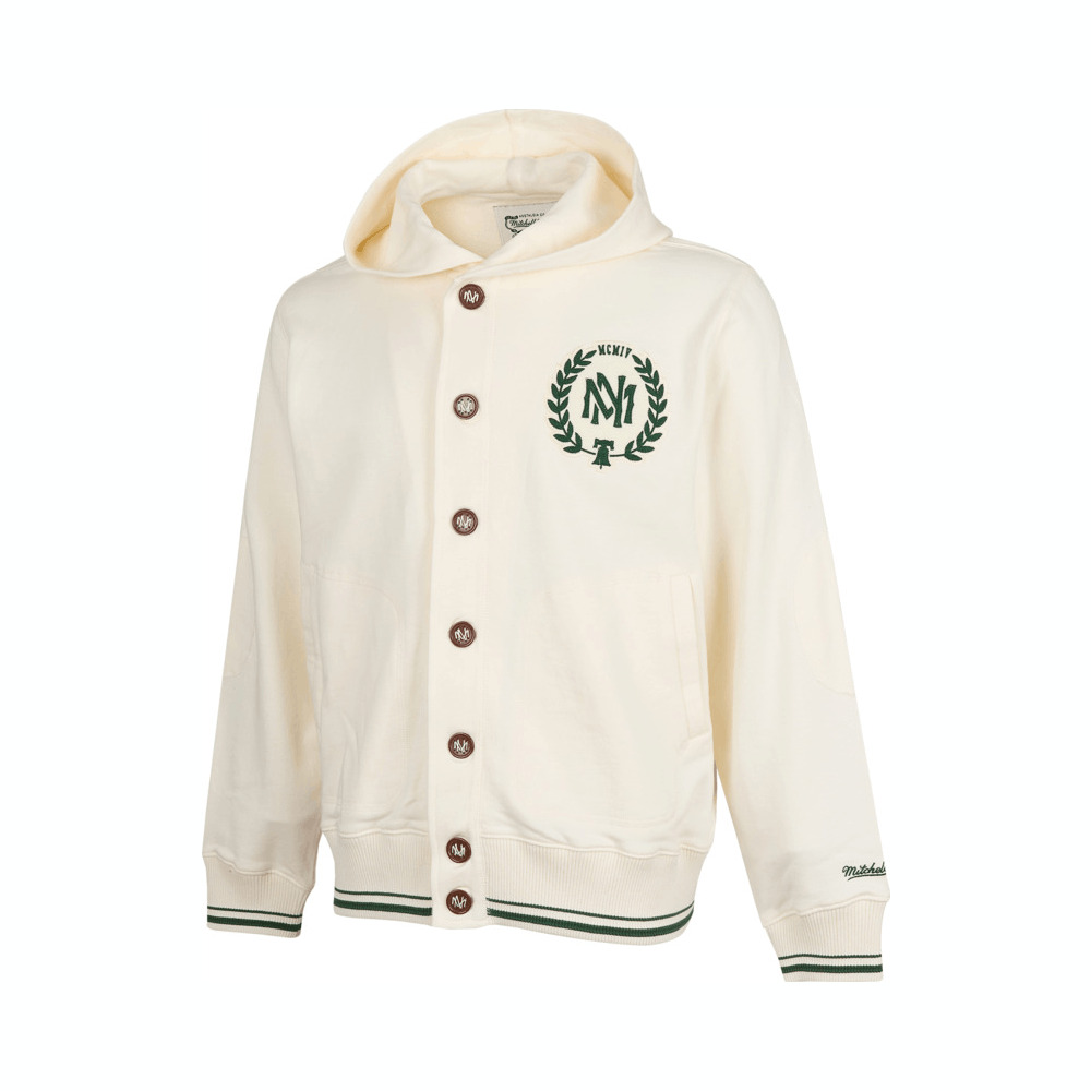 Mitchell&ness中性连帽排扣开衫毛线开衫