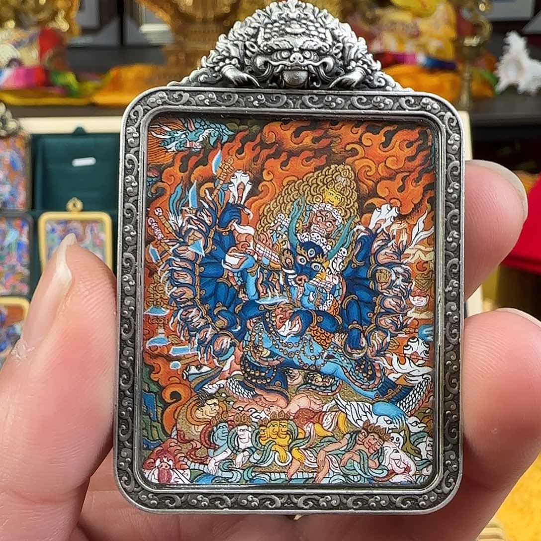 吊坠大威德唐卡！热贡纯手绘！