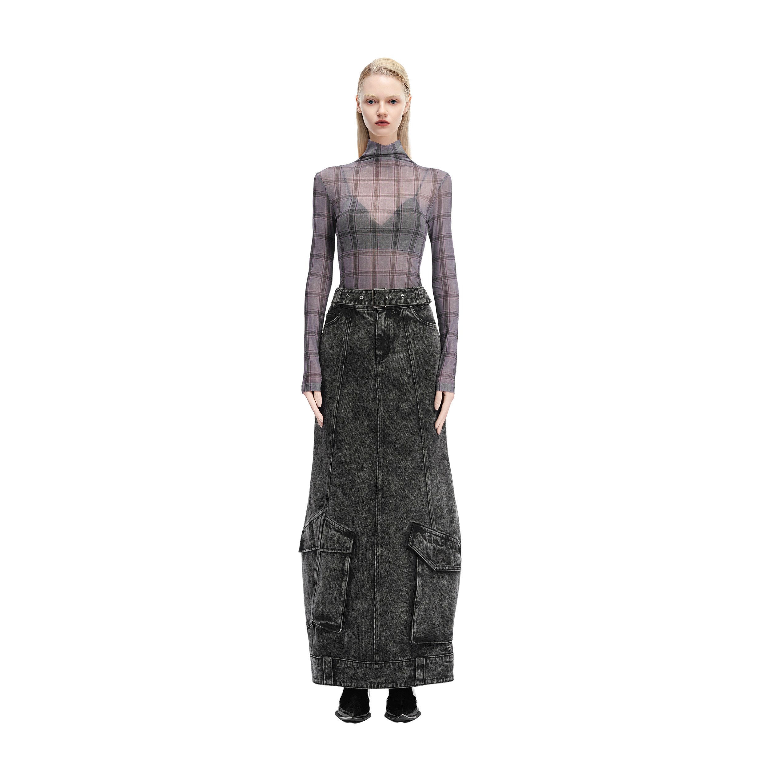 KUNSWEAR/琨丝薇尔24WI 小众设计感不规则牛仔半身长裙 828008030