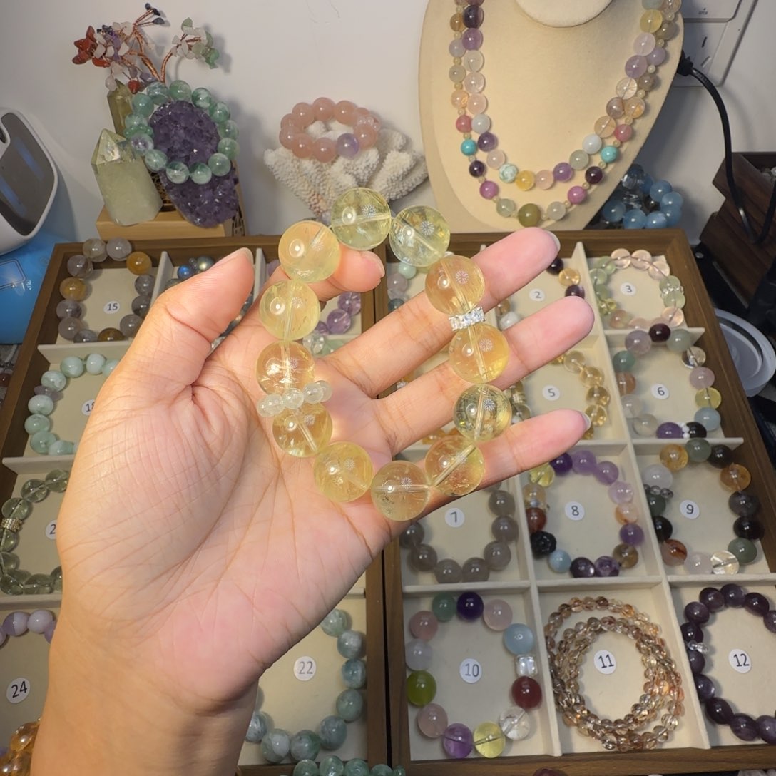 银S925镶嵌手链烟晶°***°