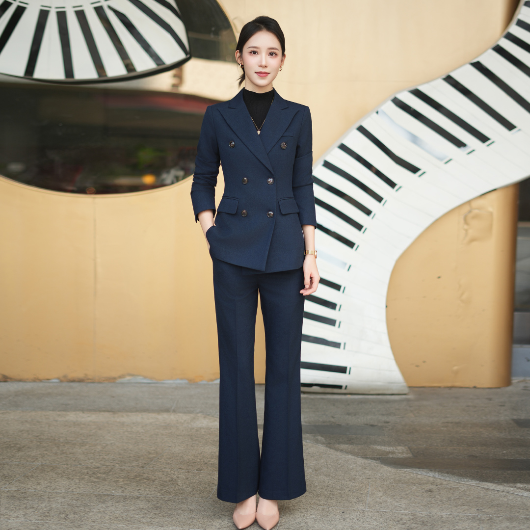 藏青色西装套装女2025新款秋冬高级感职业正装加厚工作服休闲西服