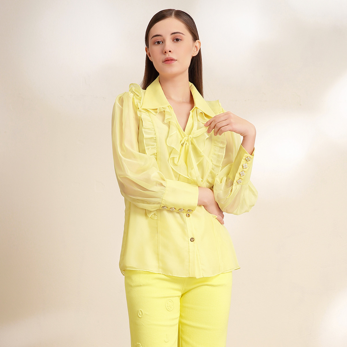 【减龄气质衬衫】JETEZO荷叶边高级感上衣BB1EA103A1