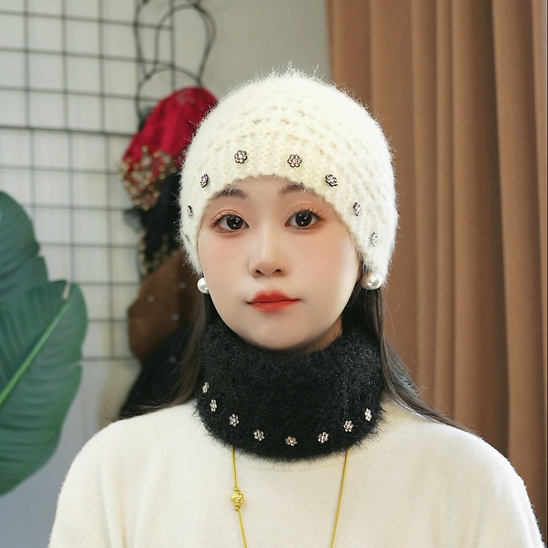 毛线保暖发带女宽边头饰护额头巾女头套遮白发头箍秋冬针织发带帽