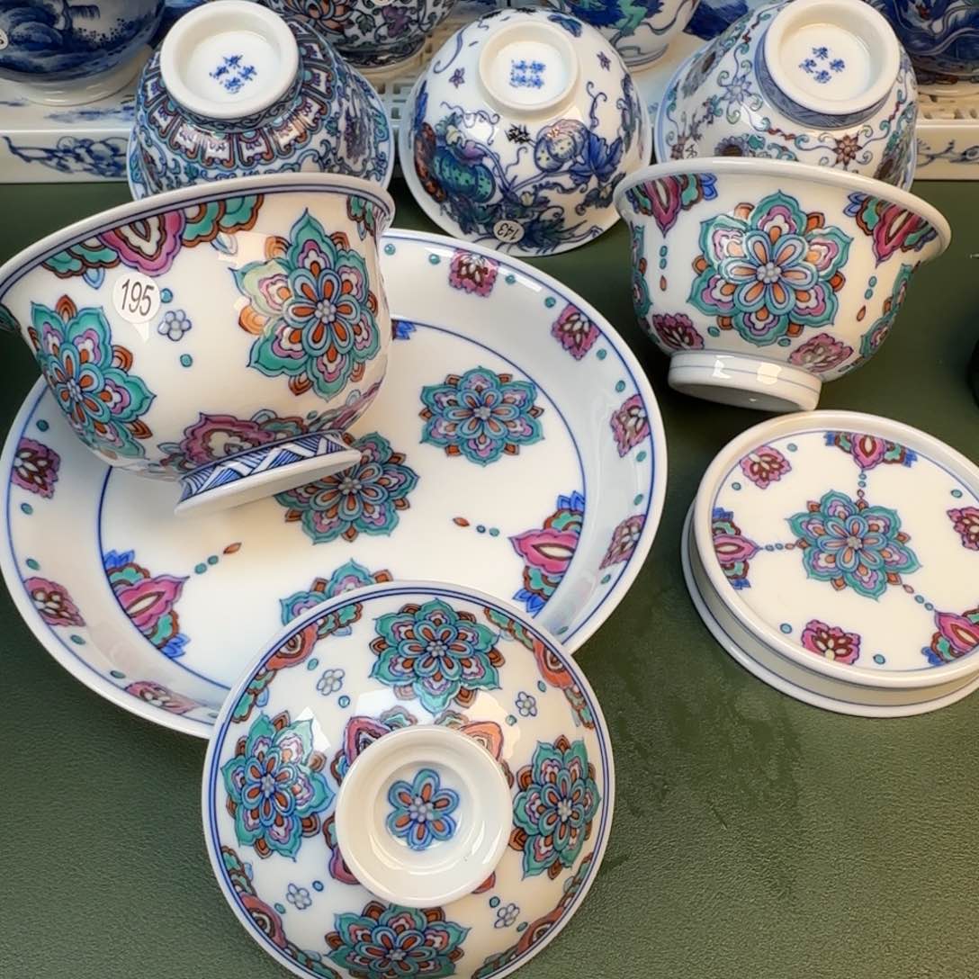 彦祖纯手工手工手绘茶具四件套